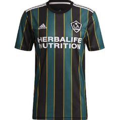 a green and black soccer jersey with the words herballie nutrition on it's chest