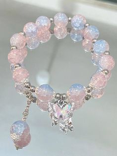 Girly Stuff To Buy, Girly Bracelets, Crystal Bead Jewelry, Pretty Jewelry Necklaces, Beads Bracelet Design, Jewelry Accessories Ideas, Crystal Beads Bracelet, Pink Collar, Women Pink