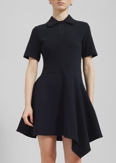 Chic Fitted Asymmetrical Shirt Dress, Formal Asymmetrical Dress With Short Sleeves, Chic Asymmetrical Fitted Shirt Dress, Elegant Fitted Asymmetrical Shirt Dress, Fitted Asymmetrical Shirt Dress For Work, Fitted Asymmetrical Midi Dress For Daywear, Casual Shirt Dress With Asymmetrical Hem For Work, Fitted Short Sleeve Asymmetrical Dress For Work, Elegant Shirt Dress With Asymmetrical Hem