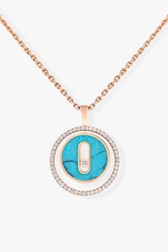 MESSIKA JEWELRYFINE JEWELNECKLACE O ROSEGOLD Turquoise Lucky Move PM Necklace Necklace Diamond, Rose Gold Necklace, 18k Gold, Rose Gold, Turquoise, Pendant Necklace, Chain, Pendant, Gold