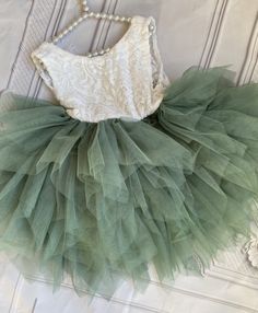 Sage Green Flower Girl Dress, Green Flower Girl Dress, Tutu Flower Girl Dress, Green Flower Girl Dresses, Lace Tulle Dress, Sage Green Flowers, Blush Flower Girl Dresses, Tutu Party, Flower Belt