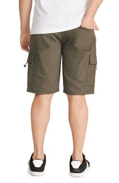 An elastic waist and stretch-cotton fabric modernize these classic cargo shorts outfitted with front slant pockets and side cargo pockets. 11" inseam; 21 1/2" leg opening; 11 1/4" front rise (size 36)   Elastic/drawstring waist   98% cotton, 2% elastane   Machine wash, line dry   Imported Utility Bermuda Cargo Shorts For Outdoor, Short Length Cargo Pants With Hip Pockets For Outdoor, Bermuda Utility Cargo Shorts, Casual Cargo Pants With Functional Pockets, Short Length, Casual Cargo Shorts With Functional Pockets, Relaxed Fit Bermuda Cargo Shorts For Outdoor, Casual Cargo Pants With Functional Pockets In Short Length, Utility Cargo Style Bermuda Shorts, Outdoor Bermuda Cargo Pants In Utility Style