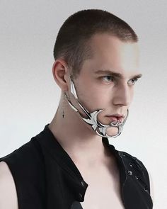 CyberPunk Mask ’Shibara’ - TECHWEAR STORM™ Jaw Jewelry, Jaw Accessory, Alien Face, Metal Mask, Face Jewellery, Paper Ring, Lip Ring, Open Bangle, Masquerade Mask