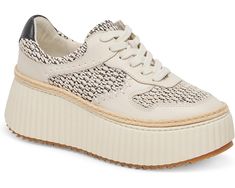 Dolce Vita Dandi Cream Lace-up Sneakers For Summer, Casual Textile Lace-up Wedge Sneakers, Casual Lace-up Wedge Sneakers With Textured Sole, Sporty Slip-on Fabric Sneakers, Trendy Slip-on Platform Sneakers With Textured Sole, Textile Lace-up Platform Sneakers For Sports, Spring Streetwear Platform Sneakers With Woven Sole, Modern Spring Wedge Sneakers In Synthetic, Modern Synthetic Wedge Sneakers For Spring