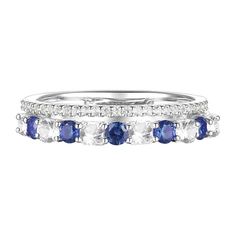 Whether you're celebrating a special occasion, marking a milestone, or simply treating yourself to a timeless and meaningful piece of jewelry, this Sterling Silver Lab-Created Sapphire, Lab-Created White Sapphire Ring is the perfect choice. Click on this JEWELRY & WATCHES GUIDE to learn about fit, styles, materials and more! Whether you're celebrating a special occasion, marking a milestone, or simply treating yourself to a timeless and meaningful piece of jewelry, this Sterling Silver Lab-Creat Sapphire Stackable Diamond Ring For Anniversary, Helzberg Diamonds, White Sapphire Ring, Sapphire And Diamond Ring, Baguette Diamonds, Matching Wedding Bands, Eternity Band Diamond, Baguette Diamond, White Sapphire