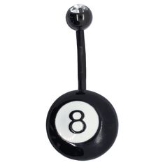 a black and white ball with the number eight on it