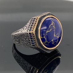 Man Lapis Lazuli Ring, Natural Lapis Ring , Turkısh Handmade Lapis Ring , Blue Lapis Lazuli Ring, 925k Sterling Silver Ring , Gift For Him ★Item Details * Gender : Male / Female * Material : 925K Sterling Silver * Total weight : 17 Grams * Gemstone : Lapis Lazuli Stone ✔ Ready to Ship in 1-2 Business Days .. ✔ Shipped to the Worldwide 1-5 business days with free shipping... ✔ The product will be sent to you with a handmade wooden box to avoid any damage during shipping... ✔ Visit our store, brow Man Rings, Gents Ring, Mens Rings Fashion, Mens Gold Jewelry, Lapis Ring, Lapis Lazuli Ring, Blue Lapis Lazuli, Bronze Ring, Lapis Lazuli Stone