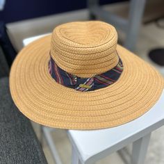 New Steve Madden Beach Hat Tags Still On It One Size 100% Paper Yarn Wrapped In A Cute Blue Pattern A Floppy Large Hat Perfect For A Beach Day! Adjustable Tropical Fedora Straw Hat, Blue Boater Hat With Curved Brim For Beach, Casual Beach Sun Hat With Short Brim, Blue Summer Straw Hat With Upf 50+, Beachy Adjustable Panama Hat For Day Out, Vacation Boater Hat With Short Brim, Casual Vacation Boater Hat With Short Brim, Casual Short Brim Sun Hat For Beach, Casual Woven Sun Hat For Warm Weather