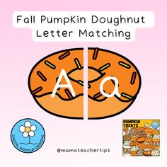 an image of a pumpkin doughnut letter matching activity