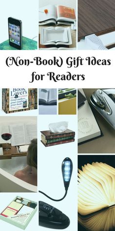 a collage of books and electronics with the words non - book gift ideas for readers