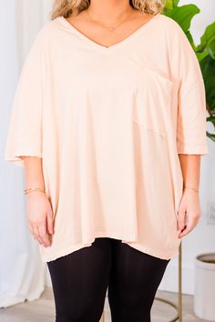 Get ready to look effortlessly chic with this adorable top! It features a casual, yet stylish cut for ultimate comfort! Pair it with your favorite leggings or skinny jeans for a stunning, coordinated look! The gorgeous cream peach makes it perfect for a daytime outing or a night out on the town! 100% Cotton Dancing In The Mirror, Dance Mirrors, Home Dance, Favorite Leggings, Model Fits, The Mirror, Affordable Fashion, Savannah Chat, Plus Size Outfits