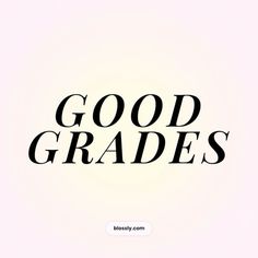 the words good grads are in black and white on a light pink background,