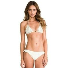 Eberjey Gisele Top In Sand Dune Hidden Cove Bikini Top New With Tags, Never Been Worn Size: Small Colors: Cream, White, Grey, Tan 1 Piece (Top Only) Ties Around Back And Neck Bead Accents On Ties Center Front Bead Accents Chic Cream Swimwear For The Beach, Cream Triangle Top Swimwear For Beach Season, Cream Triangle Top Swimwear For Beach, Sand Dunes, Cream White, Womens Swim, 1 Piece, Cream, Tags