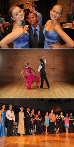 two pictures of people dancing on the dance floor