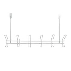 a white rack with five hooks and two lights