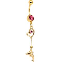 Red Gem Gold Plated Dolphin in Love Dangle Belly Ring Belly Percinings, Dream Piercings, Pretty Piercings, Belly Piercings, Bellybutton Piercings, Belly Button Piercing Jewelry, Belly Piercing Jewelry, Button Piercing, Jewelry Promotion