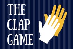 the clap game with yellow gloves and blue striped background