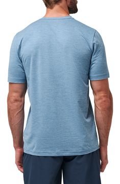 Stretchy, quick-drying fabric keeps you cool and comfortable in a T-shirt sporting a small icon on the chest and a fit that's great layered or on its own. Crewneck Short sleeves 84% polyester, 16% spandex Machine wash, tumble dry Imported Men's Clothing Casual Blue Breathable T-shirt, Blue Breathable Jersey T-shirt, Moisture-wicking Jersey Tops For Light Sports, Blue Short Sleeve T-shirt For Outdoor, Technical Moisture-wicking Short Sleeve Polo Shirt, Technical Crew Neck Tops For Outdoor, Functional Short Sleeve Moisture-wicking Shirt, Breathable 4-way Stretch Crew Neck Top, Functional Moisture-wicking Short Sleeve Shirt