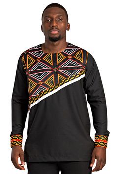 Traditional Black Cotton Shirt, Traditional Crew Neck Top For Festivals, Multicolor Long Sleeve Shirt For Festivals, Multicolor Long Sleeve Tops With Traditional Patterns, Casual Long Sleeve Top With Traditional Patterns, Traditional Black Long Sleeve Shirt, Traditional Long Sleeve Black Shirt, Traditional Long Sleeve Shirt With Patterns, Cotton Long Sleeve Shirt With Traditional Patterns