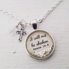 Bible verse necklace, Psalm 16:8 "I will not be shaken", Christian jewelry, personalized jewelry, bi Psalm 16 8, I Will Not Be Shaken, Bible Verse Jewelry, Bible Verse Necklace, Scripture Jewelry, Psalm 16, Personalized Bible, Christian Necklace, Faith Gifts