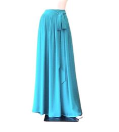 "It is made from soft and good quality Chiffon fabric. This is made to order in your measurements. Skirt length: 38\" .It can be made longer or shorter. It is made with a zipper. You can choose other color from the color chart. When you order please give me your measurements: 1: The length of skirt from the top of the waistline to bottom hem . 2: Waist ( where you want the waistline to be) . 3: Hips ( around the fullest part) 4: And your color choice. Tailoring time: 1-2 weeks before shipping. C Long Summer Skirt For Bridesmaid, Blue Dresses With Flowy Flared Skirt, Blue Flared Dress With Flowy Skirt, Blue Flared Skirt Dress With Flowy Fit, Blue Flared Chiffon Skirt, Flowy Blue Party Skirt, Blue Flowy Party Skirt, Flowy Blue Maxi Skirt With Gathered Details, Blue Flowy Skirt For Party