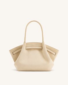 Hana Medium Faux Suede Tote Bag - Off White - JW PEI Jw Pei, Suede Tote Bag, Suede Tote, Designer Tote Bags, Elegant Styles, Matching Couple Outfits, Mini Tote Bag, Mini Tote, Bag Handle