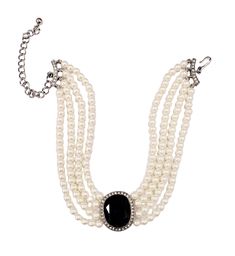 Product Description: Four rows of beautiful, 6 millimeter glass pearls meet in the middle with a faux sapphire stone adorned with small rhinestones. This choker, once worn by the iconic Princess Diana, is a symbol of royalty and elegance. Dimensions: 12”+ 4” Extender Classic Beaded Pearl Necklace For Evening, Classic Formal Pearl Choker Necklace, Formal Pearl Necklace With Rhinestones, Classic Beaded Evening Jewelry, Classic Beaded Jewelry For Evening, Elegant Pearl Necklace With Rhinestones For Formal Occasions, Formal Pearl Jewelry With Rhinestones, Elegant Formal Pearl Necklace With Rhinestones, Formal Beaded Pearl Choker Necklace