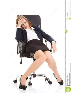 a woman sitting in an office chair with her hand on her head and looking at the camera