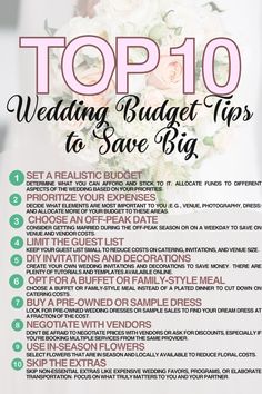 the top 10 wedding budget tips to save big on your wedding day, including flowers