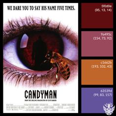 a movie poster with the words candyman and a bee on it's eye