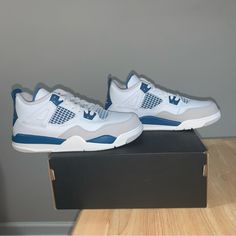 Air Jordan 4 Retro Military Blue Ps Shoes . Preschool Size 2.5y , 3y . New With The Original Box . Fade-resistant Air Jordan 4 For Light Sports, Casual Air Jordan 4 For Light Sports, Fade-resistant, Casual Air Jordan 4 Fade-resistant For Light Sports, Fade-resistant Air Jordan 4 Low-top For Light Sports, Gray Air Jordan 4 Casual Sports Shoes, Casual Air Jordan 4 Low-top Fade-resistant, Gray Air Jordan 4 Casual Sneakers, Sporty Air Jordan 4 With Fade-resistant Round Toe, Sporty Blue Air Jordan 4 Breathable