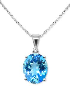 in stock Macy's Blue Jewelry With Diamond Accents, Macy's Blue Diamond Accented Jewelry, Macy's Blue Diamond Accent Jewelry, Macy's Blue Fine Jewelry, Classic Blue Jewelry From Macy's, Classic Blue Macy's Jewelry, Elegant Blue Topaz Jewelry From Macy's, Blue Topaz Pendant Necklace, Blue Topaz Pendant