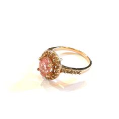 This is part of Chairish’s Fine Jewelry assortment.  Rose/ Pink Tourmaline - 1.5  Carat White Topaz  - 0.80 Carat  This Ring is from the "Orient" traveling collection are the epitome of elegance and versatility. It offers a perfect blend of day to night and swimwear to evening wear, allowing you to effortlessly transition between different occasions and outfits. Wearing these spectacular oriental-style ring will undoubtedly make you the center of attention. It addw a touch of glamour and sophist Luxury Pink Gold Rings With Accent Stones, Luxury Morganite Round Ring, Luxury Pink Gold Ring With Center Stone, Luxury Pink Gold Rings With Center Stone, Luxury Round Morganite Rings, Luxury Tourmaline Rings With Halo Setting, Luxury Pink Topaz Round Ring, Luxury Pink Topaz Ring For Formal Occasions, Formal Morganite Rings In Pink Gold