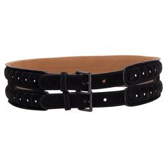 100% authentic Alaïa double strap waist belt in black suede leather with white cut-out dots. The design features gunmetal buckles. Has been worn and is in excellent condition. Measurements Tag Size 75 Width 6cm (2.3in) Fits 71cm (27.7in) to 76cm (29.6in) Length 80cm (31.2in) Buckle Size Height 3cm (1.2in) Buckle Size Width 2cm (0.8in) Hardware Gunmetal All our listings include only the listed item unless otherwise specified in the description above. Azzedine Alaia, Vintage Belts, Waist Belt, Black Suede, Suede Leather, D Art, Cut Out, Fashion Accessories, Dots