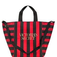 Victorias Secret The Perfect Weekender Tote Beach Bag Zipper Red/Black Striped Bag Is New With Tags. Msrp $58.00 Top Zip Closure. 1 Interior Wall Zip Pocket. 9 Hand Strap Drop Length. Adjustable Shoulder Strap. 25w X 15 3/4l X 12 1/2"D Imported Cotton Canvas Plaid Tote Bag, Tote Beach Bag, Color Block Tote, Victoria Secret Tote Bags, Oversized Tote Bag, Striped Bags, Pink Tote Bags, Oversized Tote, Weekender Tote Bag