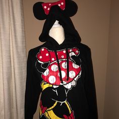 Never Worn- Nwot Minnie Mouse Ear Hoodie Minnie Mouse Ears, Mouse Ears, Colorful Hoodies, Minnie Mouse, Womens Tops, Sweatshirts Hoodie, Sweatshirts, Women Shopping, Black