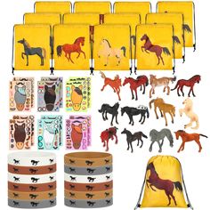 a bunch of horse themed items are shown