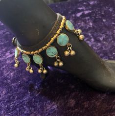 Handmade Afghan Anklet with Torquoise and metal on cloth. Has button clasp. Adjustable Metal Anklets For Festivals, Handmade Metal Anklets For Festival, Handmade Bohemian Metal Anklets, Making Beads, Anklet Jewelry, Body Jewellery, Body Jewelry, Anklets, Favorite Jewelry