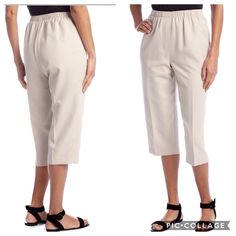 Women’s Kim Rogers Beige Comfort Waist Pull-On Capri Pants 8 Petite Sits At Waist. Easy Pull-On Style Comfortable Elastic Waistband New With Tags Pull-on Capris For Workwear, Pull-on Style Capris For Work, Knee-length Pull-on Summer Bottoms, Summer Knee-length Pull-on Bottoms, Spring Knee-length Pants With Elastic Waistband, Casual Beige Knee-length Pants, Beige Knee-length Bottoms For Day Out, Workwear Capri-length Pull-on Bottoms, Spring Capris With Pockets And Short Leg