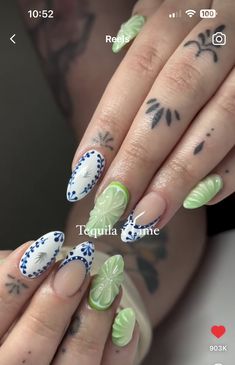 Margarita Nails, Lime Nails, Fruit Nail, Ideas Uñas, Summery Nails, Classy Acrylic Nails, Fabulous Nails, Fire Nails