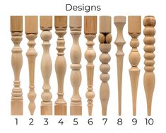 wooden balconies are shown in different sizes and shapes, with numbers below them