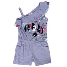 Dress Up Your Little Girl In This Adorable My Little Pony Ruffle Romper Featuring Twilight. Available In Multiple Sizes, This Romper Is Perfect For Any Young Mlp Fan. The Romper Comes In A Fun And Colorful Multicolor Design, Making It A Great Addition To Any Child's Wardrobe. Made With High-Quality Materials, This Romper Is Sure To Last Through Many Adventures. The Romper Is A One-Piece Design That Is Easy To Put On And Take Off, Making It A Convenient Choice For Parents. Perfect For Both Playti Ruffle Romper, Girls Wardrobe, Put On, My Little Pony, Kids Shop, Dress Up, Rompers, One Piece, Fan