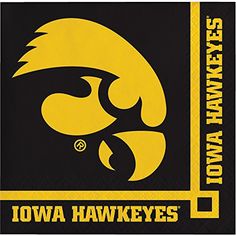 the iowa hawks logo on a black and yellow background