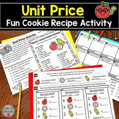 the unit price fun cookie recipe activity