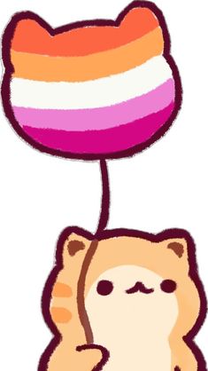 an image of a cat with a rainbow lollipop