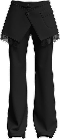 Wide Leg Pants With Lace Trim For Night Out, Elegant Black Pants With Flared Hem, Black Lace Trim Bottoms For Evening, Evening Black Bottoms With Lace Trim, Black Bottoms With Flared Hem For Evening, Chic Black Pants With Lace Trim, Elegant Black Bottoms With Lace Trim, Flared Trousers, Trousers