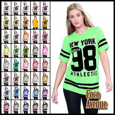 Premium Quality Ladies Oversized T Shirt Varsity NewYork 98 Brooklyn Stripe T-Shirt Baseball Top, women's tops Baggy T-shirt, Casual Weekend Outfit, Baseball Tops, Stripe T Shirt, Weekend Outfit, Women Sleeve, Oversized T Shirt, Jersey Top, Oversized Tshirt