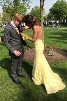 Mermaid Yellow, Yellow Prom Dress, Yellow Prom, Mermaid Prom Dresses Lace, Prom Dresses Yellow, Custom Prom Dress, Backless Prom Dresses, Pretty Prom Dresses, Lace Mermaid