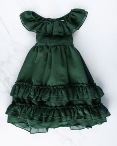 Elegant hunter green long ruffle maxi dress with beautiful ruffle cross back by Bailey's Blossoms. Available in sizes for babies and toddlers 6-9M to 5T. Hunter Dress, Santa Outfit, Ruffle Maxi Dress, Flowy Fabric, Ruffled Maxi Dress, Christmas Dress, Toddler Dress, Hunter Green, Just Amazing