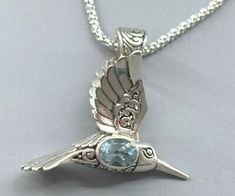 Sterling Silver  ATI.925  HUMMINGBIRD Pendant-Chain-Blue Crystal 15"/17" - 10.1g  | eBay Adjustable Silver Jewelry With Bird Design, Silver Jewelry With Bird Design, Unique Silver Jewelry With Bird Design, Hummingbird Pendant, Fine Jewellery Necklace, Blue Crystals, Vintage Gold, Jewelry Necklace Pendant, Jewelry Watches